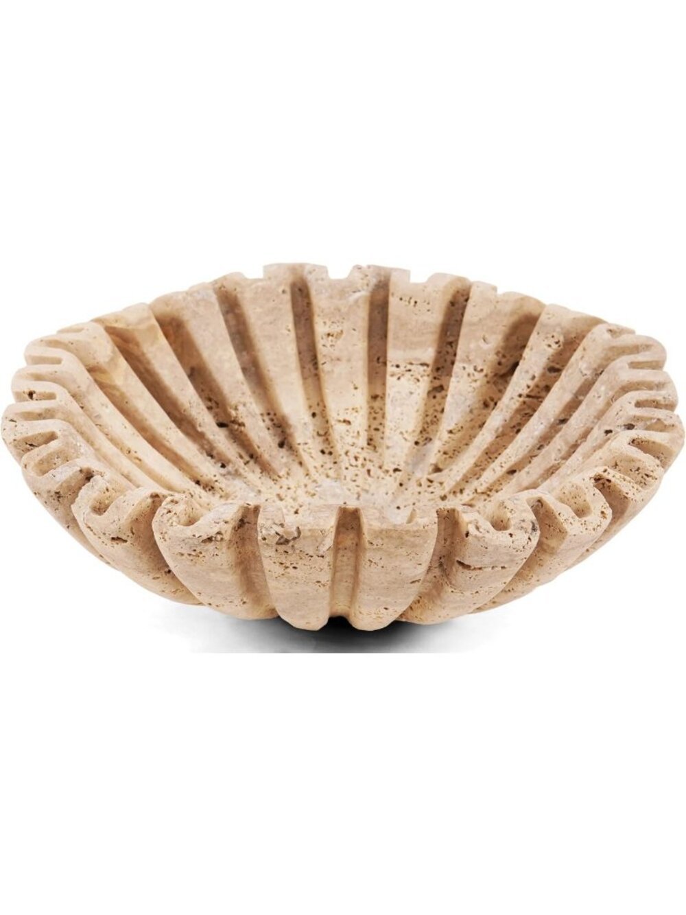 Large 10'' Decorative Travertine Bowl for Fruits, Centerpiece, Home Decor